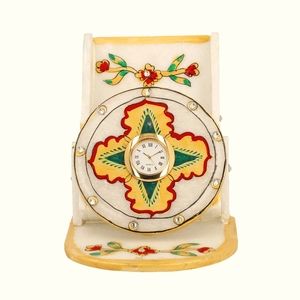 Marble Clock Phone Holder - Yellow and Green